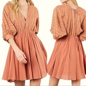 Mustard Seed Cotton Eyelet Mini Dress